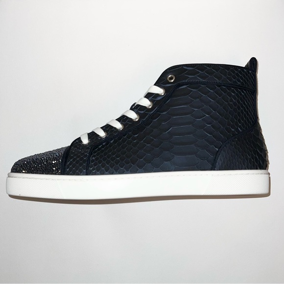 Christian Louboutin Louis P Strass Flat VV Python in Navy/Marine - Picture 2 of 10